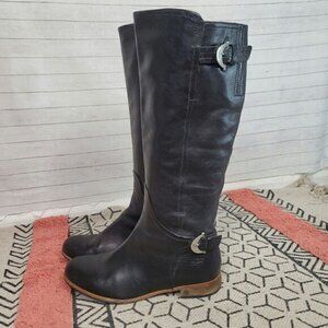 UGG Australia Amberlee Black Leather Riding Boots, sz 7.5